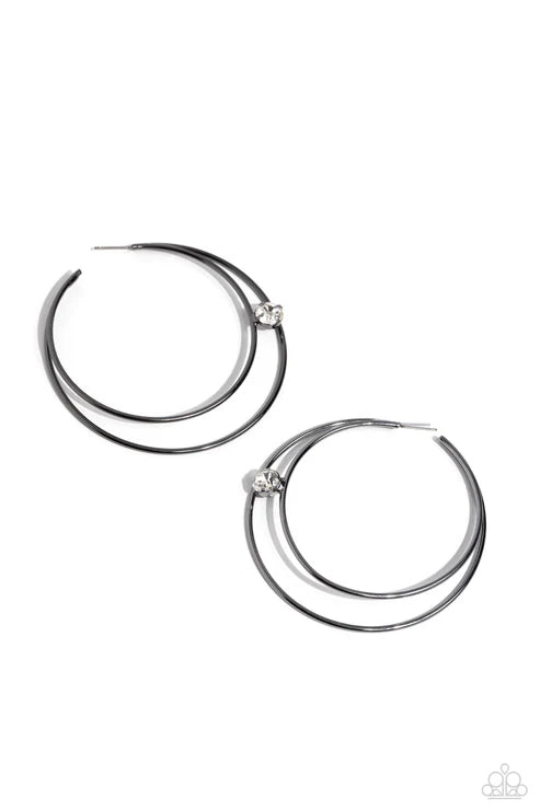 Theater Hoop - Black - by Paparazzi
