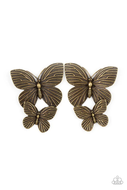 Blushing Butterflies - Brass - by Paparazzi