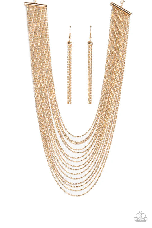 Cascading Chains - Gold - by Paparazzi