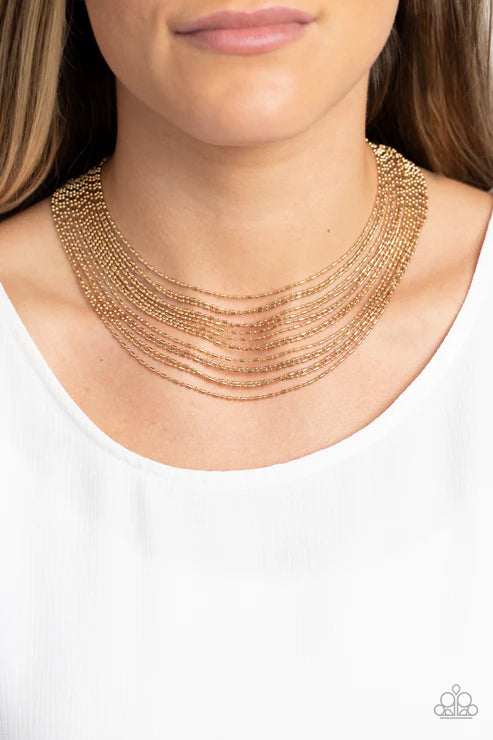 Cascading Chains - Gold - by Paparazzi