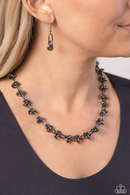Knotted Kickoff - Black - by Paparazzi