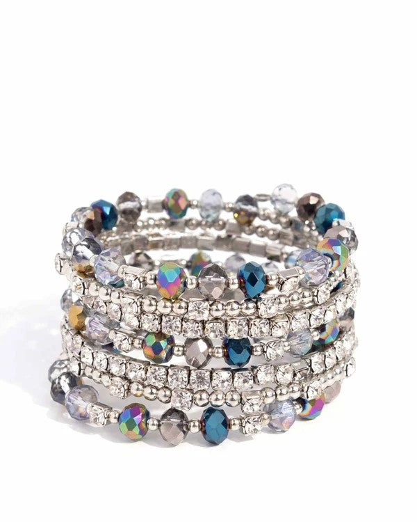Sizzling Stack - Multi/Blue - Empower Me Pink! - by Paparazzi