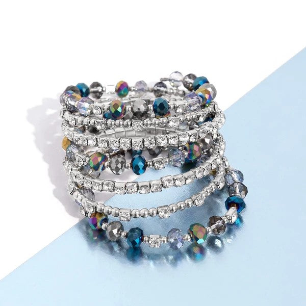 Sizzling Stack - Multi/Blue - Empower Me Pink! - by Paparazzi