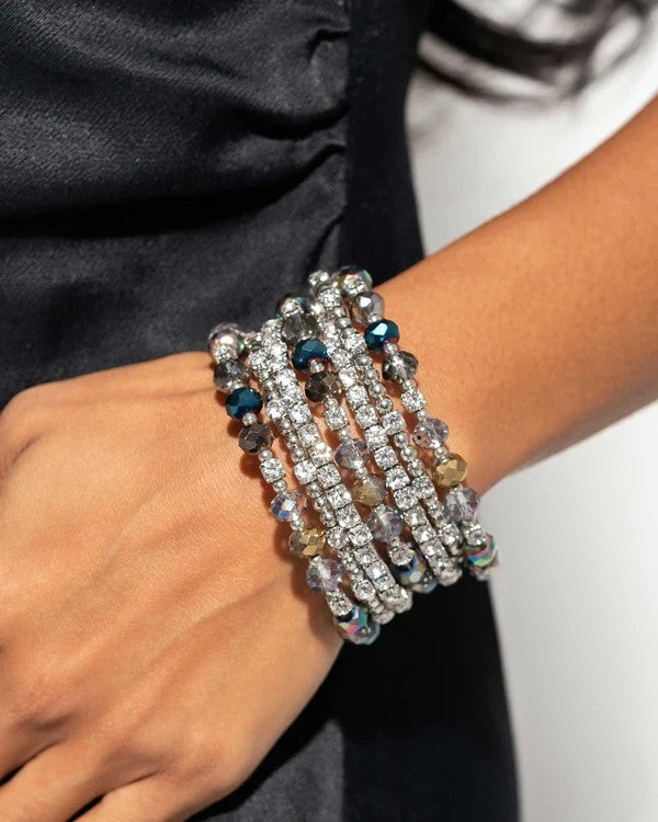 Sizzling Stack - Multi/Blue - Empower Me Pink! - by Paparazzi