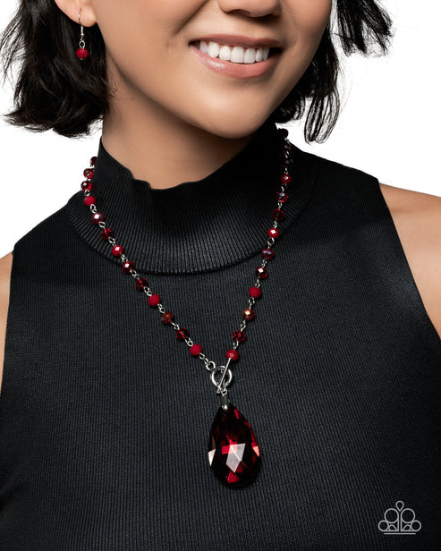 Teardrop Tale - Red - Life of The Party - by Paparazzi